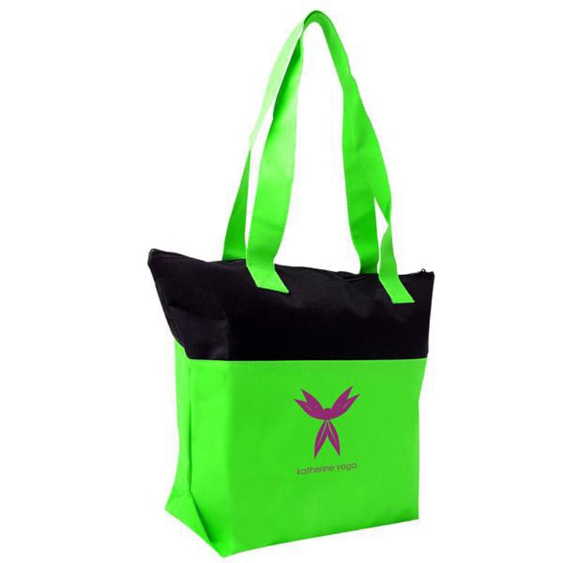 Two- Tone Accent Zippered Tote