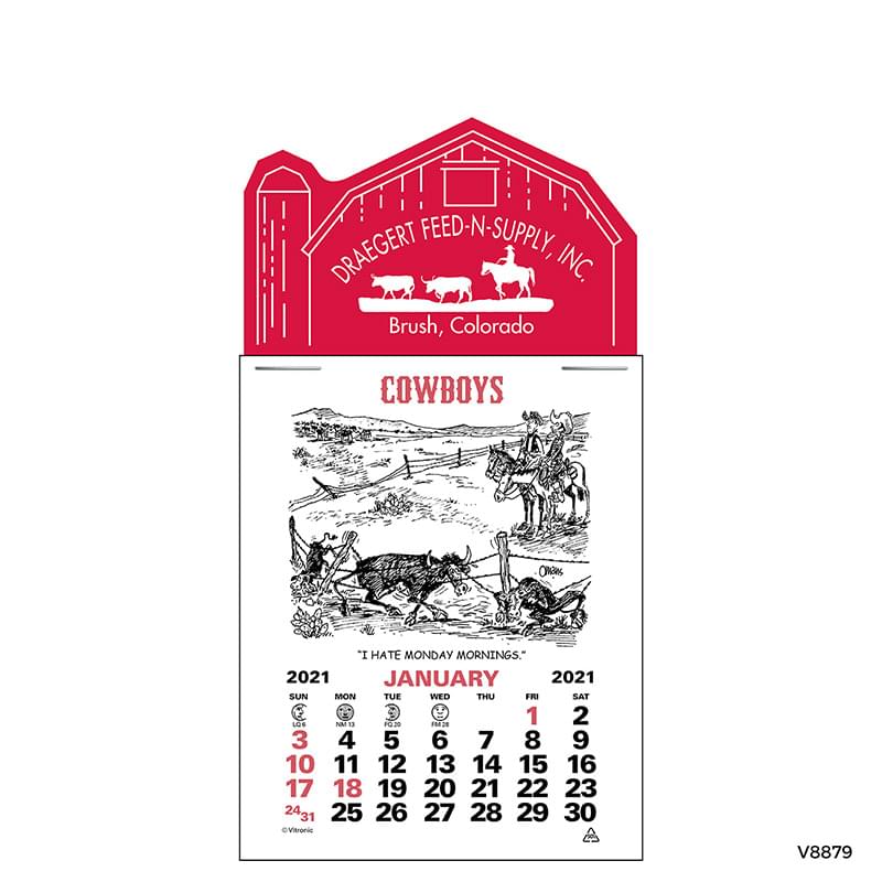 Press-N-Stick<sup>&trade;</sup> Header Cowboy Calendar (12-Month)
